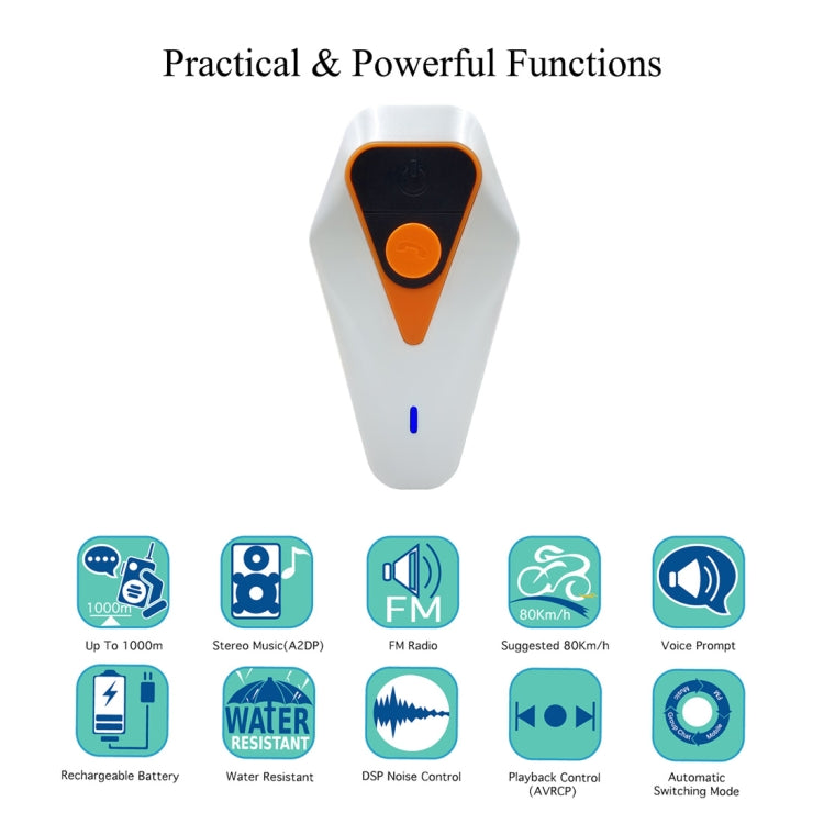 Interfono Bluetooth Moto WT002 1000m IPX5 Full Duplex