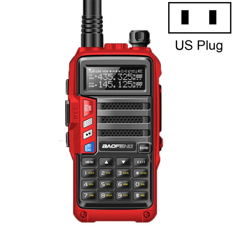 Baofeng BF-UV5R Plus S9 FM Interphone Walkie Talkie portatile, presa americana, Black, US Plug, Red, US Plug, Silver, US Plug