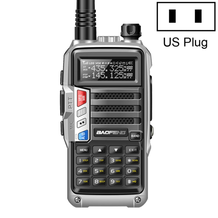 Baofeng BF-UV5R Plus S9 FM Interphone Walkie Talkie portatile, presa americana, Black, US Plug, Red, US Plug, Silver, US Plug