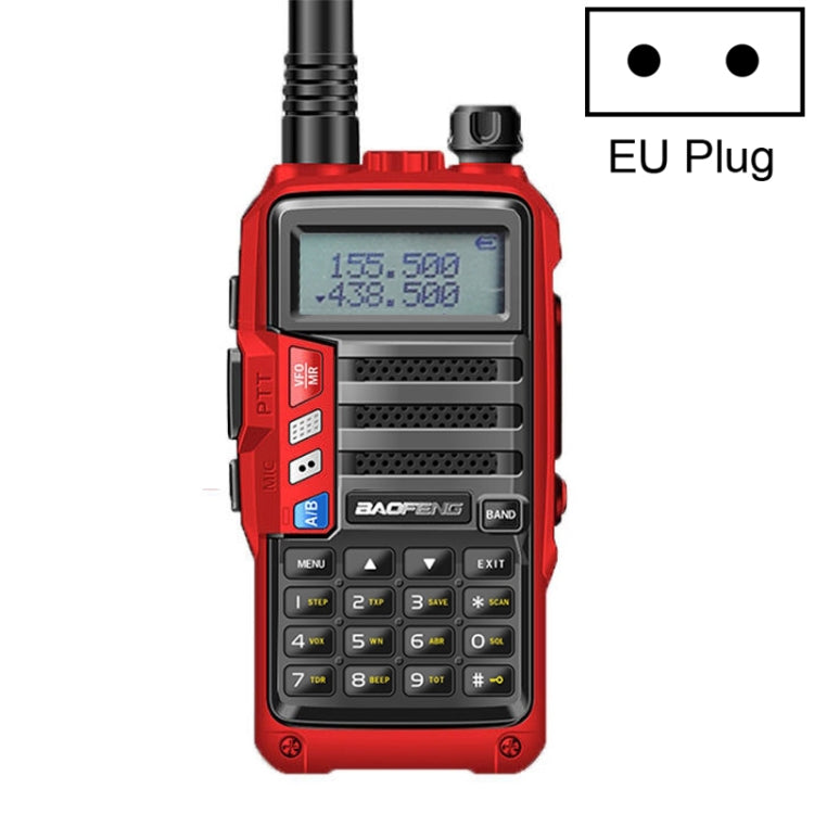 Baofeng BF-UV5R Plus S9 FM Interphone Walkie Talkie portatile, presa EU, Black, EU Plug, Red, EU Plug, Silver, EU Plug