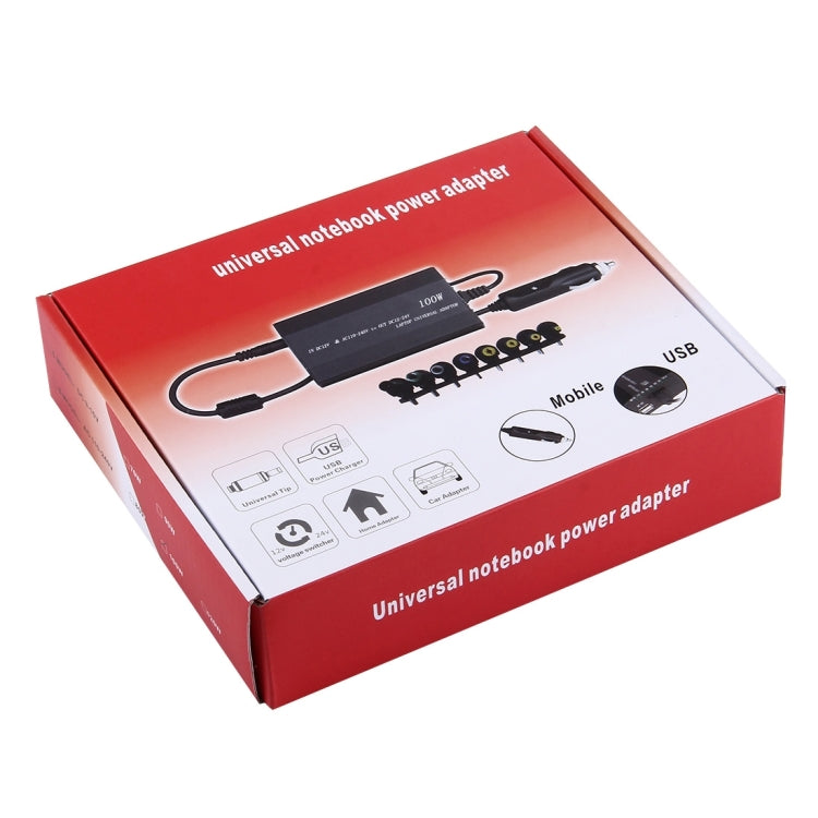 Caricabatterie universale per laptop e notebook da 100 W con caricatore per auto e adattatore di alimentazione CA e 8 adattatori di alimentazione e 1 porta USB per Samsung, Sony, Asus, Acer, IBM, HP, DELL, presa UK, AU Plug, EU Plug, UK Plug
