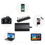 Caricabatterie universale per laptop e notebook da 100 W con caricatore per auto e adattatore di alimentazione CA e 8 adattatori di alimentazione e 1 porta USB per Samsung, Sony, Asus, Acer, IBM, HP, DELL, presa UK, AU Plug, EU Plug, UK Plug