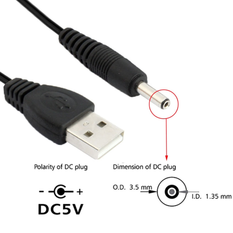 Cavo di alimentazione USB maschio a CC 3,5 x 1,35 mm, lunghezza: 1,2 m, Length: 1.2m