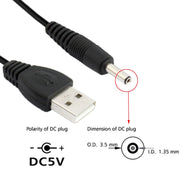 Cavo di alimentazione USB maschio a CC 3,5 x 1,35 mm, lunghezza: 1,2 m, Length: 1.2m