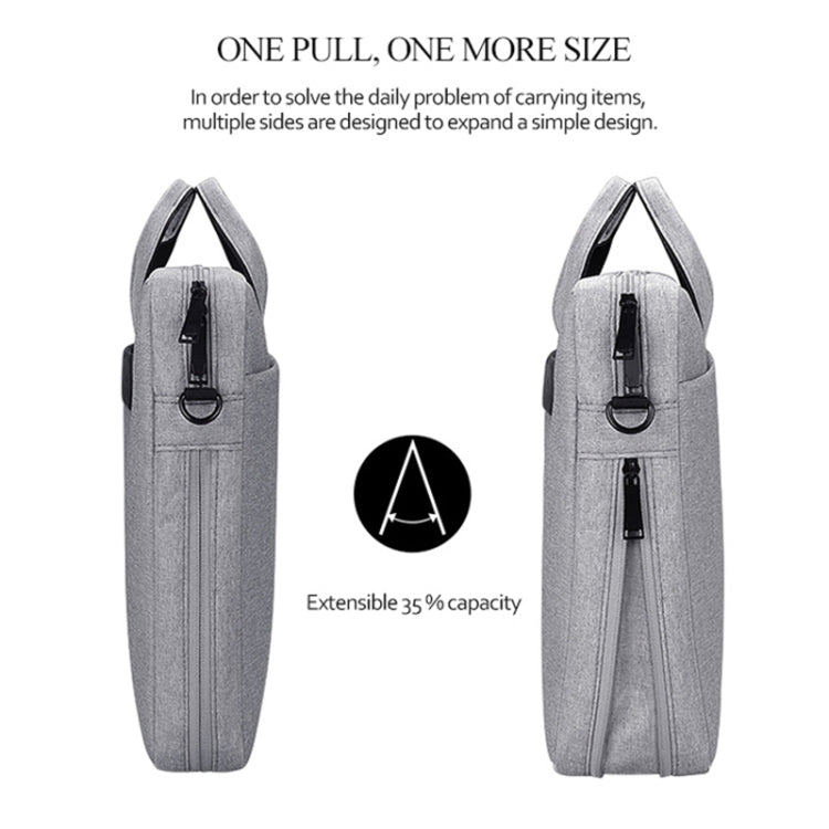 Borsa per laptop espandibile portatile resistente all'usura impermeabile in tessuto Oxford DJ06 per laptop da 14,1 pollici, con tracolla staccabile, 14.1 inch