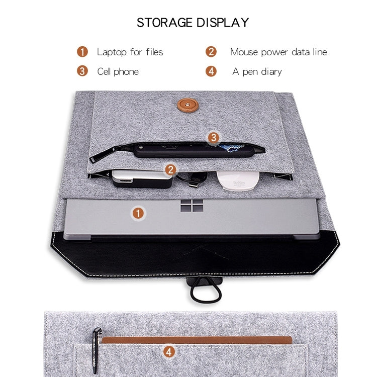 Borsa interna multiuso per laptop con bottoni in feltro ND06 per laptop da 12,5 pollici, 12.5 inch