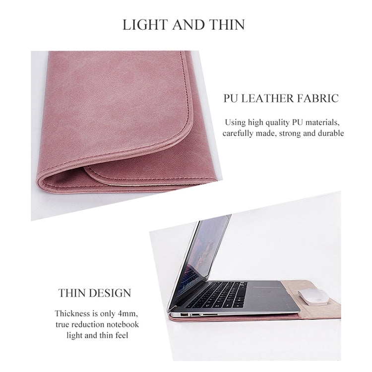 PU01S Borsa interna per laptop con fibbia magnetica invisibile orizzontale in pelle PU per laptop da 14,1 pollici, con borsa piccola, 14.1 inch with Small Bag