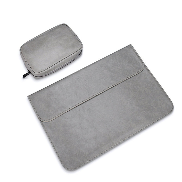 PU01S Borsa interna per laptop con fibbia magnetica invisibile orizzontale in pelle PU per laptop da 15,4 pollici, con borsa piccola, 15.4 inch with Small Bag