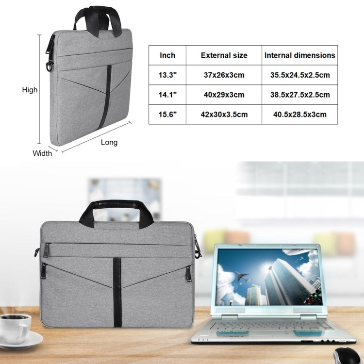 Borsa per laptop con cerniera portatile da 14,1 pollici traspirante e resistente all'usura, con tracolla, 14.1 inch
