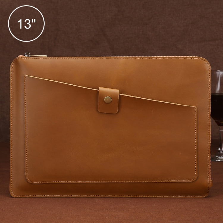 Borsa universale per tablet portatile con cerniera aziendale in vera pelle da 13 pollici e inferiore, 13 inch