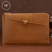 Borsa universale per tablet portatile da lavoro in vera pelle con cerniera per 15 pollici e inferiori, 15 inch