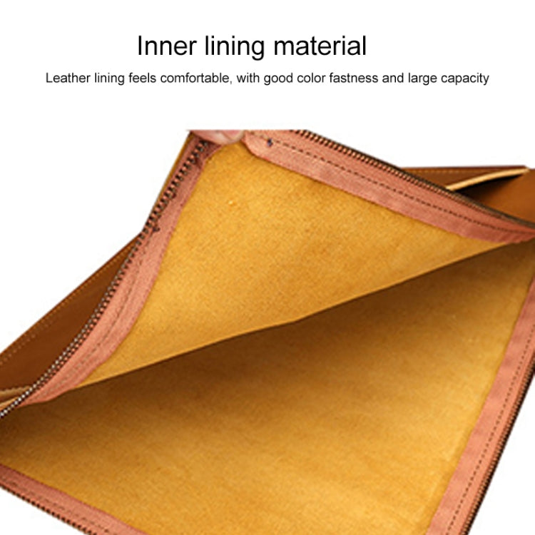 Borsa universale per tablet portatile da lavoro in vera pelle con cerniera per 15 pollici e inferiori, 15 inch