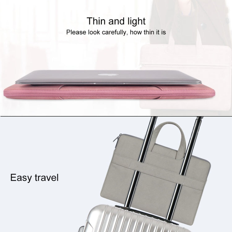 ST06 Borsa monospalla con tracolla portatile nascosta con cerniera in pelle PU impermeabile per laptop da 14,1 pollici, con cintura per valigia, ST06 14.1 inch Light Grey, ST06 14.1 inch Dark Gray, ST06 14.1 inch Pink