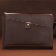 Borsa universale per tablet portatile da lavoro in vera pelle con cerniera per 15,4 pollici e inferiori, 15.4 inch