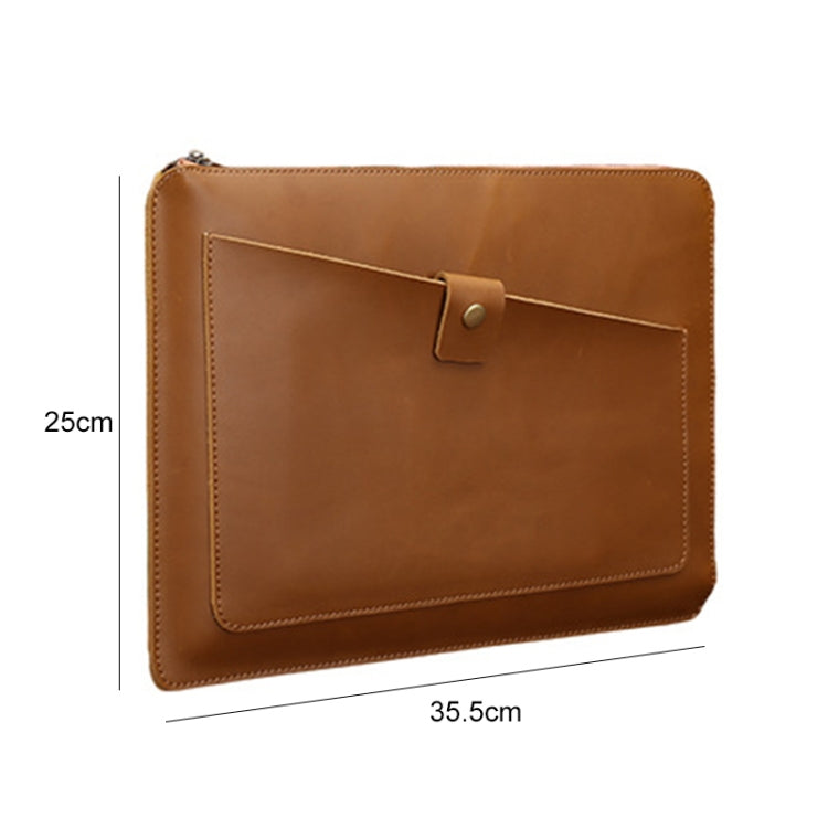 Borsa universale per tablet portatile da lavoro in vera pelle con cerniera per 15,4 pollici e inferiori, 15.4 inch