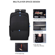 Zaino per laptop impermeabile in poliestere per laptop inferiori a 15 pollici, con cinghia per trolley con interfaccia USB