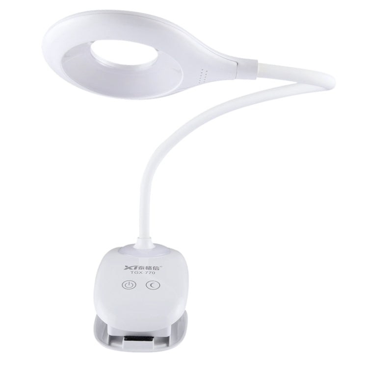 Luce protettiva per gli occhi con design ad anello cavo e collo d'oca flessibile a 28 LED con clip e piccola funzione di luce notturna, TGX-770
