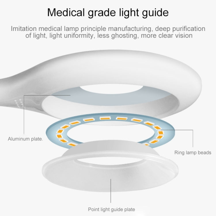 Luce protettiva per gli occhi con design ad anello cavo e collo d'oca flessibile a 28 LED con clip e piccola funzione di luce notturna, TGX-770