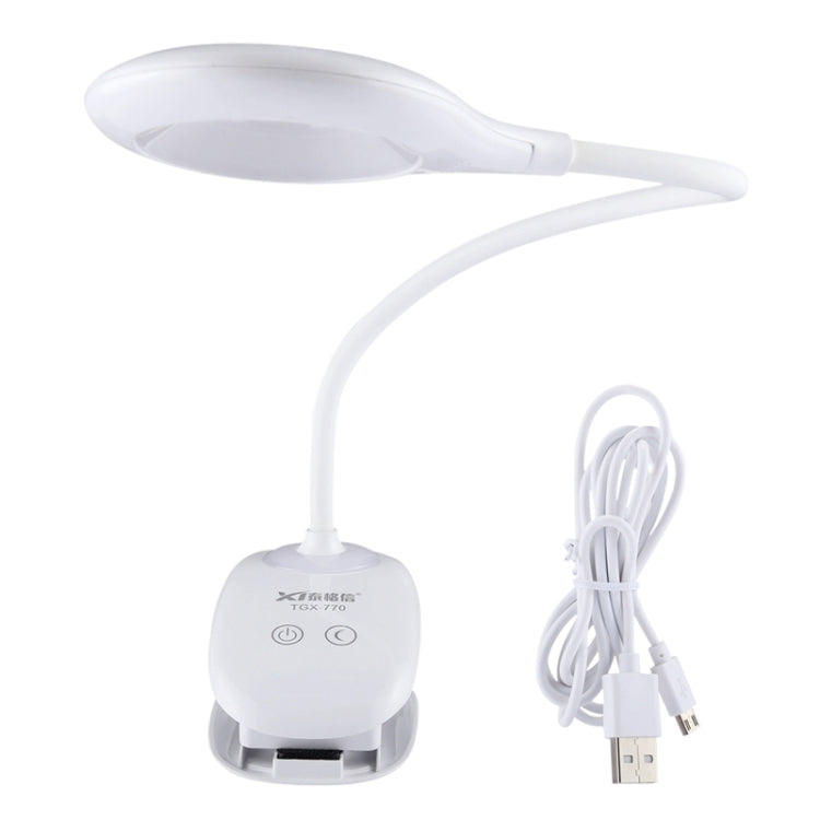 Luce protettiva per gli occhi con design ad anello cavo e collo d'oca flessibile a 28 LED con clip e piccola funzione di luce notturna, TGX-770
