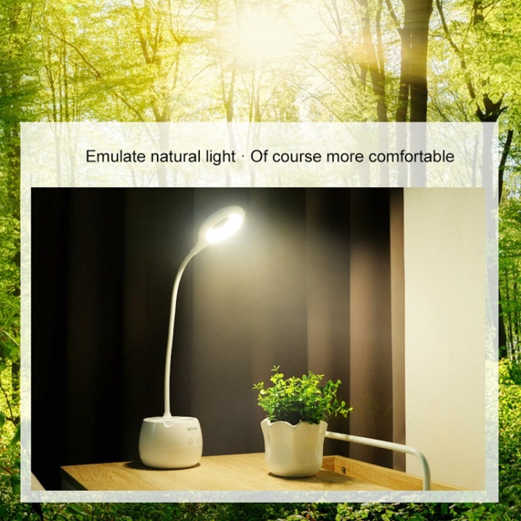 Luce protettiva per gli occhi con design ad anello cavo e collo d'oca flessibile a 28 LED con portapenne/funzione piccola luce notturna, TGX-772