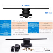 42cm Diameter 3D Holographic Display, WiFi App Control, 640 x 640 Pixel Resolution, 320 LED Billboard, Support Micro SD Card, 42cm Wifi