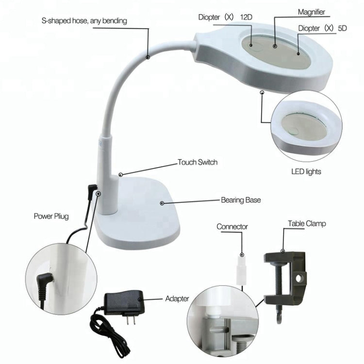 Lampada d'ingrandimento portatile multifunzione da tavolo BEST (tensione 220 V), 9145 Magnifier