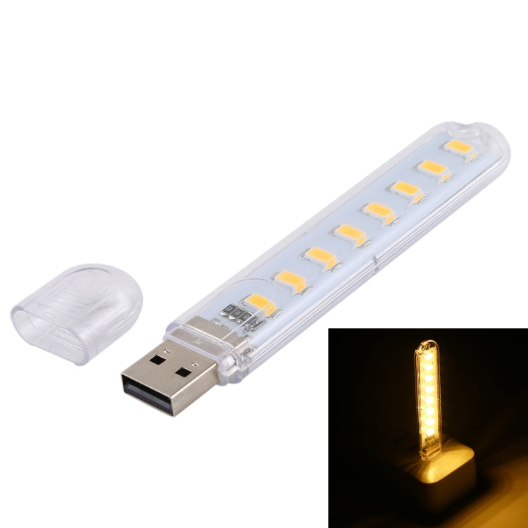 Lampada da notte portatile con luce da libro a LED USB 5730 SMD da 3 W 8 LED, DC 5 V, 8 LEDs
