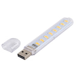 Lampada da notte portatile con luce da libro a LED USB 5730 SMD da 3 W 8 LED, DC 5 V, 8 LEDs