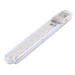 Lampada da notte portatile con luce da libro a LED USB 5730 SMD da 3 W 8 LED, DC 5 V, 8 LEDs