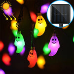 Stringa di lampada solare a forma di fantasma da 30 LED per giardino esterno impermeabile, decorazione natalizia