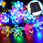 Stringa di lampada solare a forma di fiore di pesco da 50 LED per giardino esterno impermeabile, decorazione natalizia primaverile