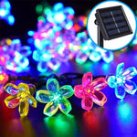 Stringa di lampada solare a forma di fiore di pesco da 50 LED per giardino esterno impermeabile, decorazione natalizia primaverile