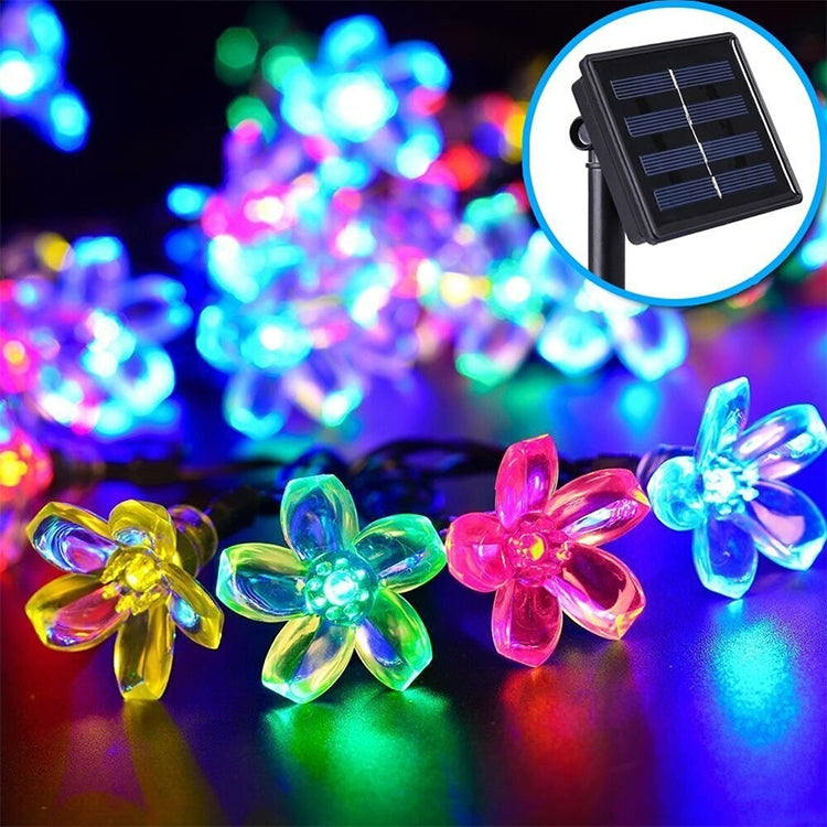 Stringa di lampada solare a forma di fiore di pesco da 50 LED per giardino esterno impermeabile, decorazione natalizia primaverile