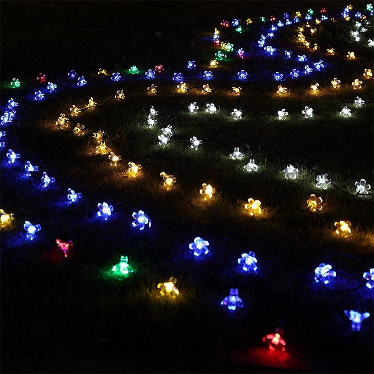 Stringa di lampada solare a forma di fiore di pesco da 50 LED per giardino esterno impermeabile, decorazione natalizia primaverile