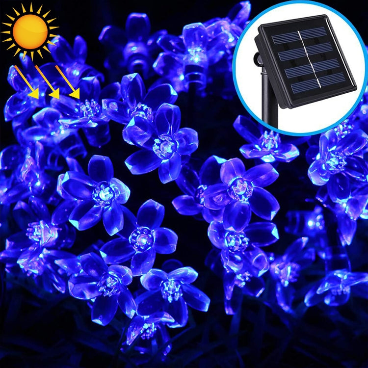 Stringa di lampada solare a forma di fiore di pesco da 50 LED per giardino esterno impermeabile, decorazione natalizia primaverile