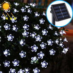 Stringa di lampada solare a forma di fiore di pesco da 50 LED per giardino esterno impermeabile, decorazione natalizia primaverile