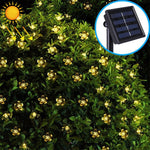 Stringa di lampada solare a forma di fiore di pesco da 50 LED per giardino esterno impermeabile, decorazione natalizia primaverile