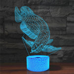 Lampada da tavolo con luce di visione a LED colorata 3D a forma di pesce, versione con telecomando a 16 colori, 16 Colors Remote Control Version