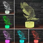Lampada da tavolo con luce di visione a LED colorata 3D a forma di pesce, versione touch USB, USB Touch Version