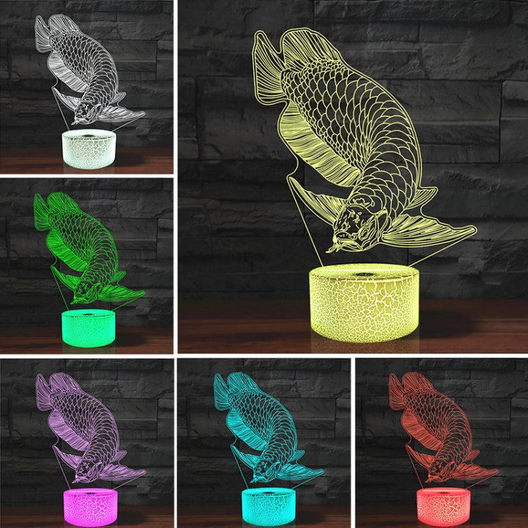 Lampada da tavolo con luce di visione a LED colorata 3D a forma di pesce, versione Crack Touch, Crack Touch Version