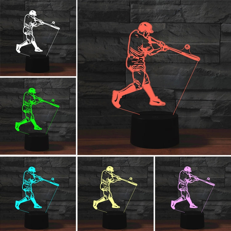 Lampada da tavolo con luce di visione a LED colorata 3D a forma di baseball, versione touch USB, USB Touch Version