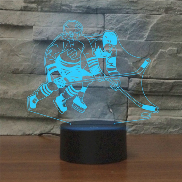 Lampada da tavolo con luce colorata a LED colorata 3D a forma di hockey su ghiaccio, versione touch di ricarica, Charging Touch Version