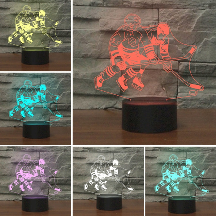 Lampada da tavolo con luce colorata a LED colorata 3D a forma di hockey su ghiaccio, versione touch di ricarica, Charging Touch Version