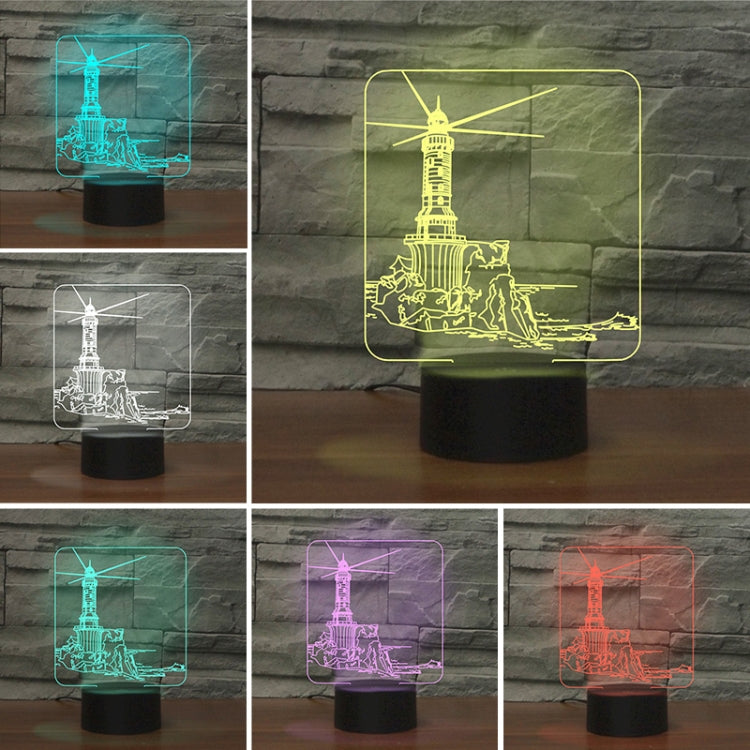 Lampada da tavolo con luce di visione a LED colorata 3D a forma di faro, versione con telecomando a 16 colori, 16 Colors Remote Control Version