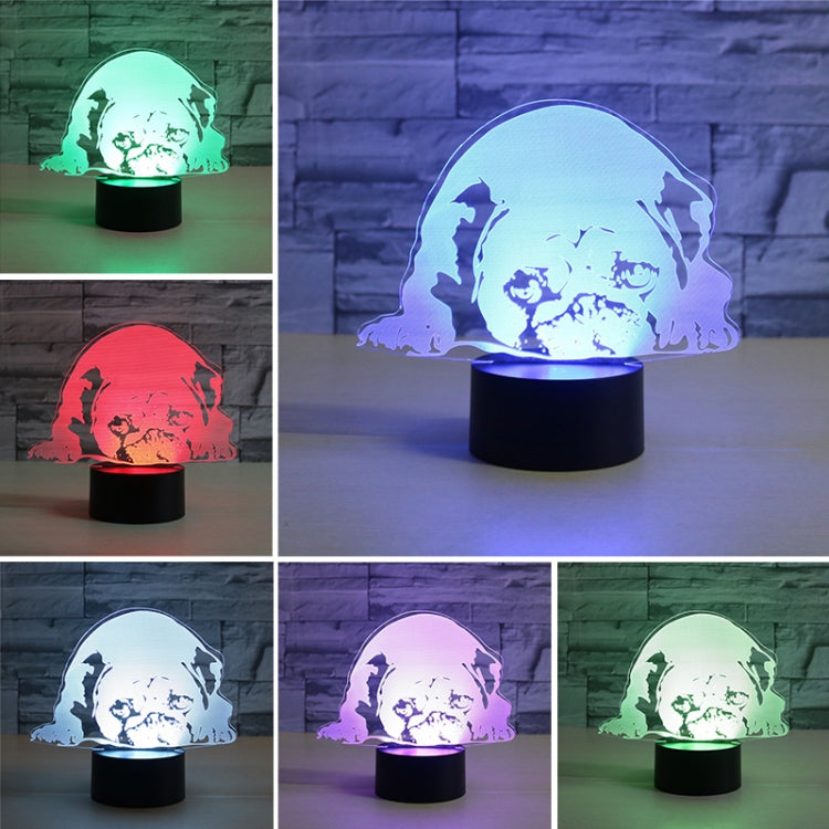 Lampada da tavolo con luce di visione a LED colorata 3D a forma di cane prostrato, versione con telecomando crack, Crack Remote Control Version