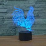 Lampada da tavolo con luce di visione a LED colorata 3D a forma di gallo, versione con telecomando a 16 colori, 16 Colors Remote Control Version