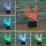 Lampada da tavolo con luce di visione a LED colorata 3D a forma di gallo, versione con telecomando a 16 colori, 16 Colors Remote Control Version