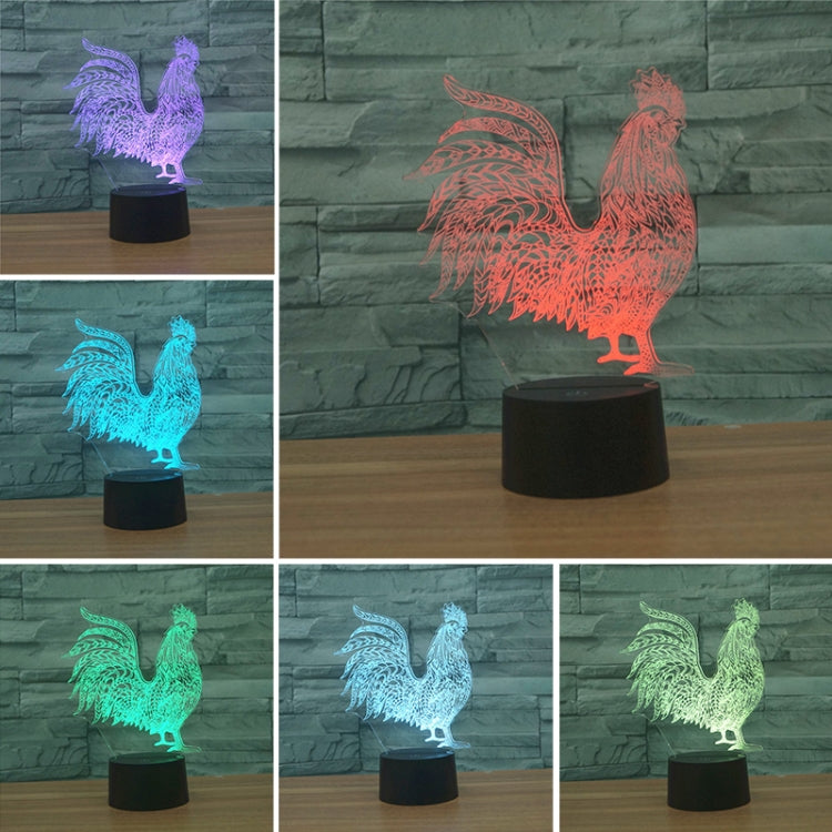 Lampada da tavolo con luce di visione a LED colorata 3D a forma di gallo, versione con telecomando a 16 colori, 16 Colors Remote Control Version