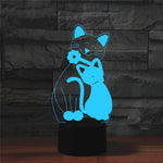 Lampada da tavolo con luce di visione a LED colorata 3D a forma di gatto, versione touch di ricarica, Charging Touch Version