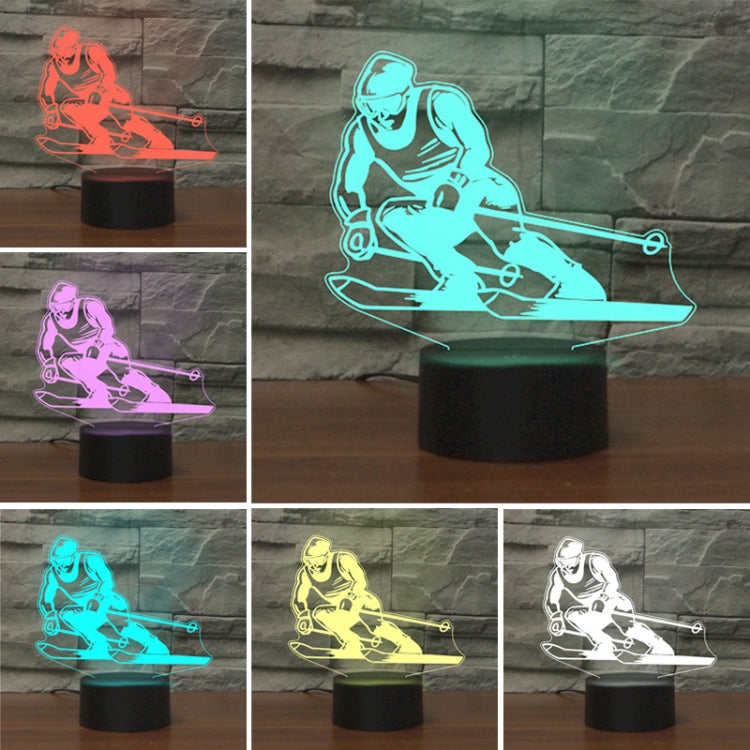 Lampada da tavolo con luce di visione a LED colorata 3D a forma di sci, versione USB e batteria, USB & Battery Version